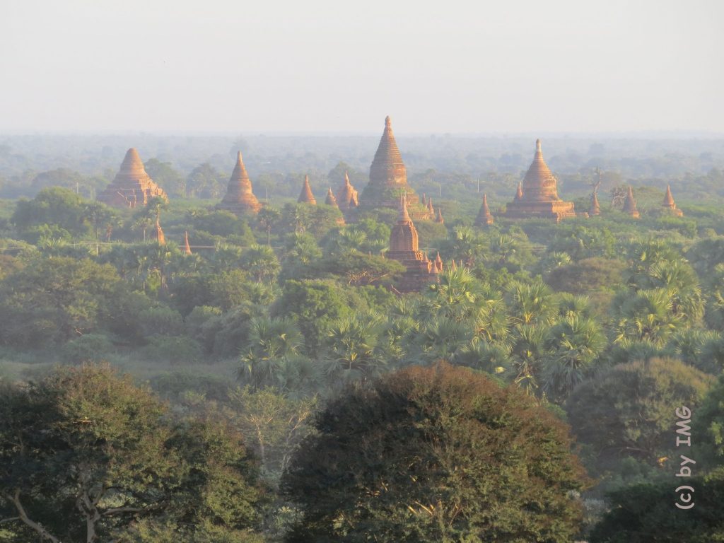 Sonnenuntergang Bagan Pagode Aussicht Myanmar Burma
