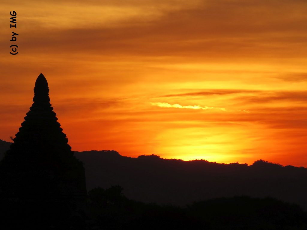 Sonnenuntergang Bagan Pagode Aussicht Myanmar Burma