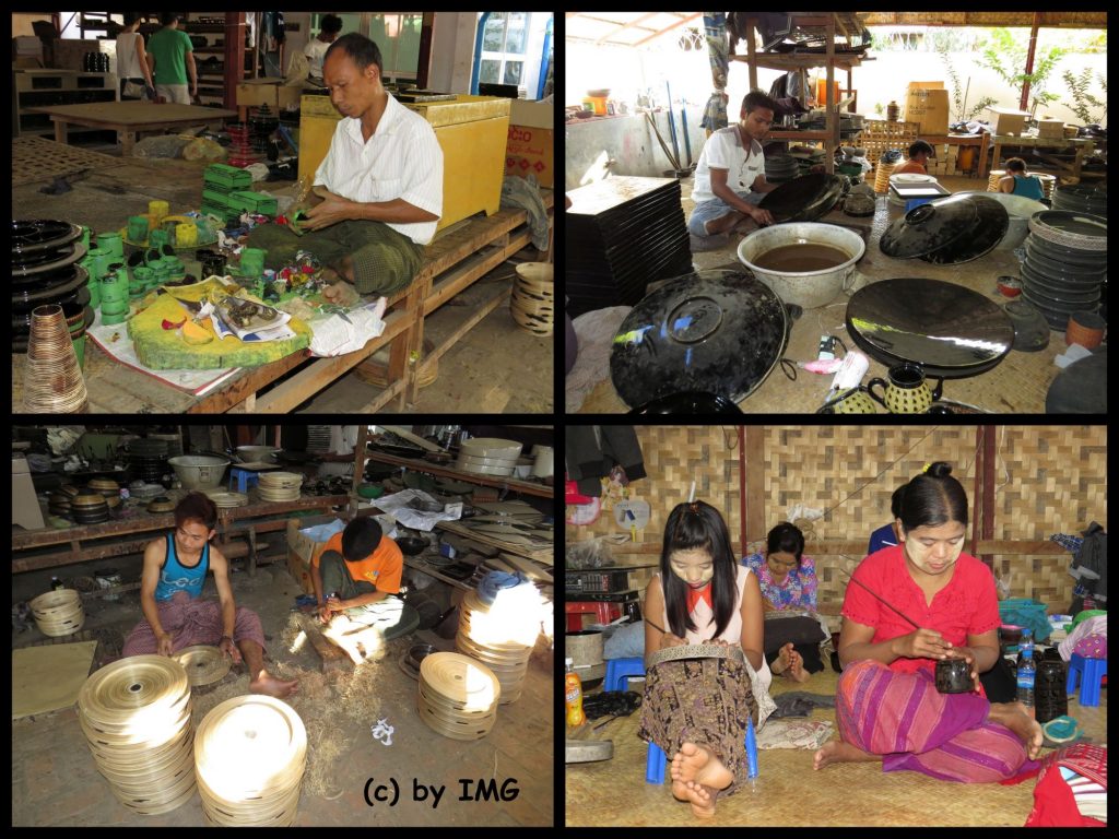 Werkstatt Lackarbeiten Herstellung Bagan Myanmar